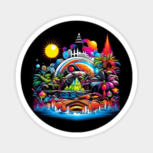 Neon Paradise Color Sunset Funny Magnet
